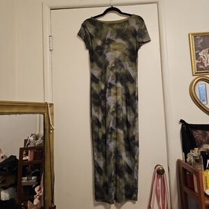 tie-dye patterned maxi sheer dress